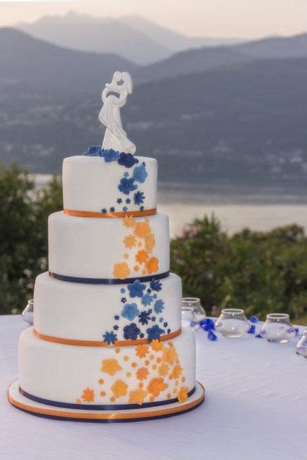 Blue And Orange Wedding Cake Orange Wedding Cake Wedding Cakes Blue