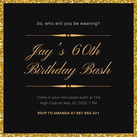 black  gold glitter background oscar invitation
