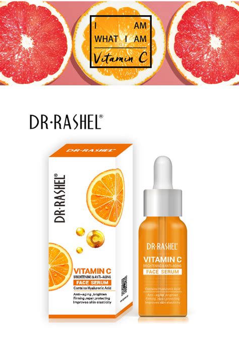 Improves dull skin eliminates acnes & dark spots. DR.RASHEL Vitamin C Face Serum Hyaluronic Acid Brightening ...