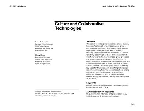Pdf Culture And Collaborative Technologies