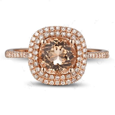 Luxurious 2 Carat Double Halo Morganite And Diamond Rose Gold