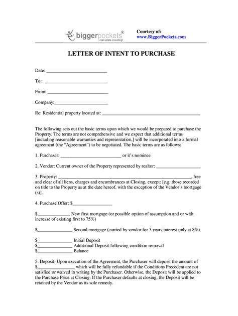 Letter Of Intent Template Form Fill Out And Sign Printable Pdf