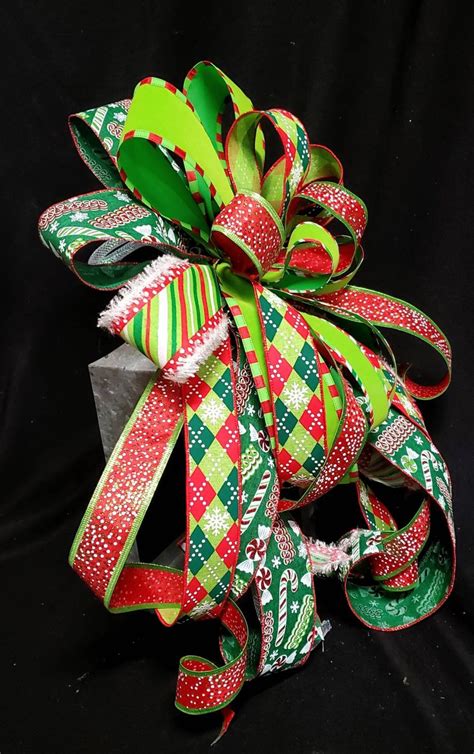Whimsical Tree Topper Bow Christmas Tree Bow Lime Green Etsy