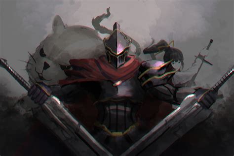 Knight Wearing Armor Holding Swords Wallpaper Overlord Anime Ainz