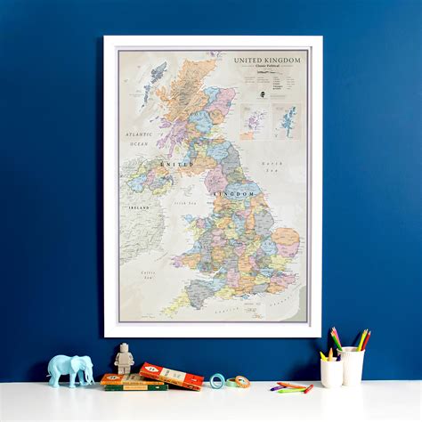 Uk Map Classic Wall Map Of The United Kingdom Poster Front