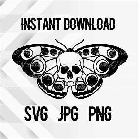 Skull Butterfly Digital File SVG png JPG Instant | Etsy