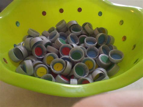 Bottle Cap Game Use Yard Sale Stickers Write Math Fact On A Sticker
