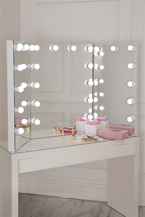 36 * 28 led illuminated bathroom mirror with touch button control, hanging horizontal, yellow niceeshop(tm) vanity makeup mirror with led lights and bluetooth speaker and usb charging pink. Hollywood Triple XL Illuminated Vanity Mirror - lullabellz ...