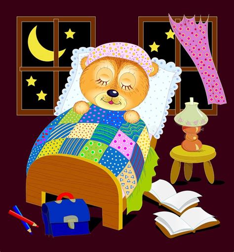 Teddy Bear Sweet Sleeping Bed Stock Illustrations 266 Teddy Bear