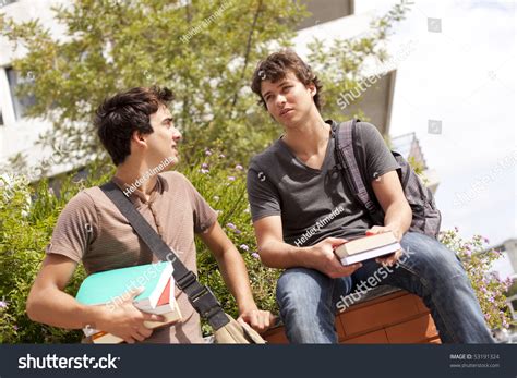 Two Young Student Talking School Selective Stock Photo 53191324