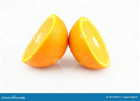 Fresh Orange Halves Isolated On White Background Fresh Sliced Orange