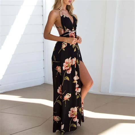 2019 Womens Dress Summer Boho Maxi Long Dress Evening Sexy Party Beach Dresses Sundress Floral