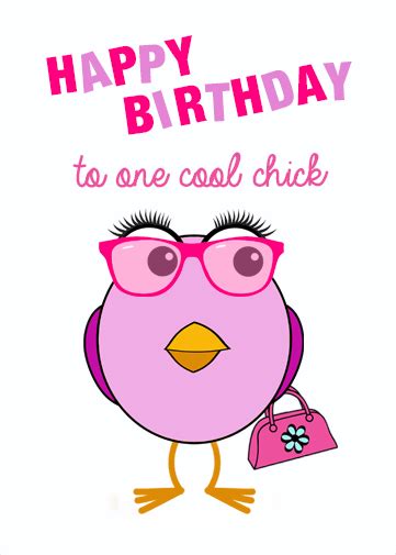 Funny Birthday Ecard Cool Chick Crazecards