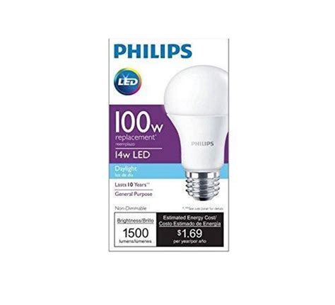 Philips 455717 100w Equivalent Daylight A19 Led Light Bulb 14w 5000k