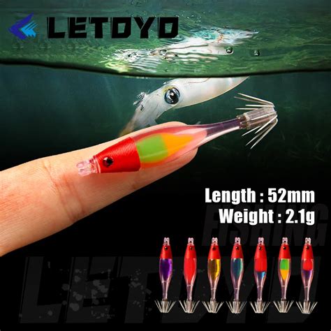 Letoyo Quality 2 1g 52mm Egi Luminous Squid Jigs Mini Squid Lure