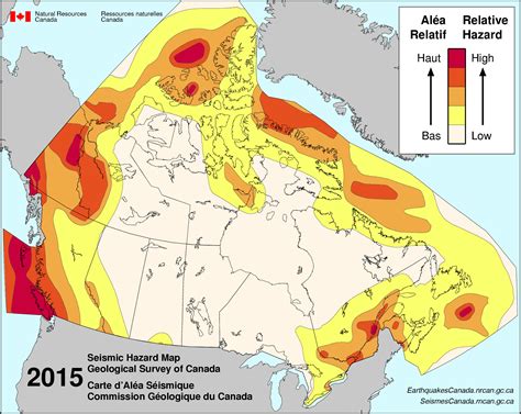 Simplified Seismic Hazard Map For Canada The Provinces And Territories