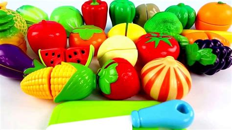 Learn Colors And Names Of Fruits And Vegetables Toys Velcro Cutting Fruits And Vegetables