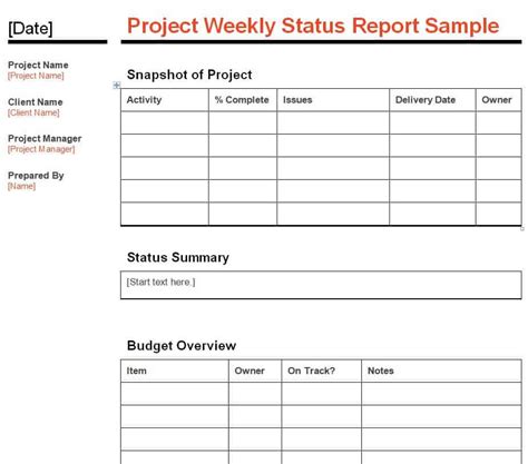 Top 15 Weekly Status Report Templates Word Excel Formats Writing