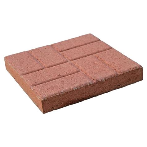Red Color With A Brick Pattern Concrete Patio Stone Common 16 In X 16