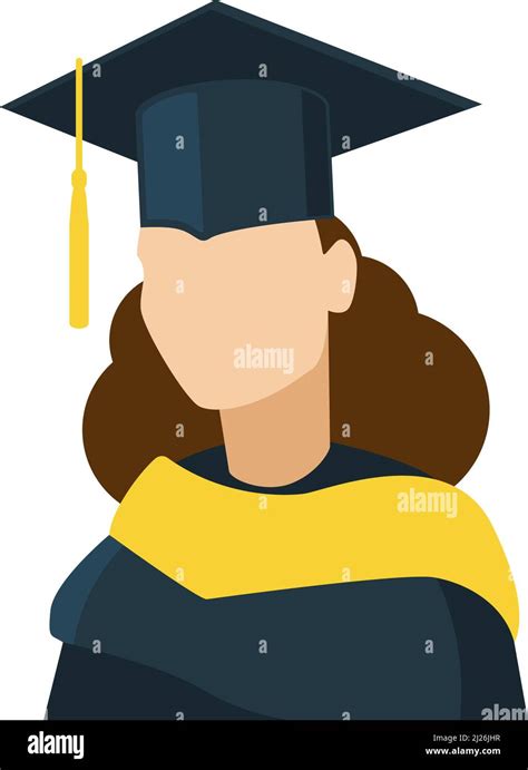 Female Student In Gown And Graduation Cap Graduate Avatar Stock Vector