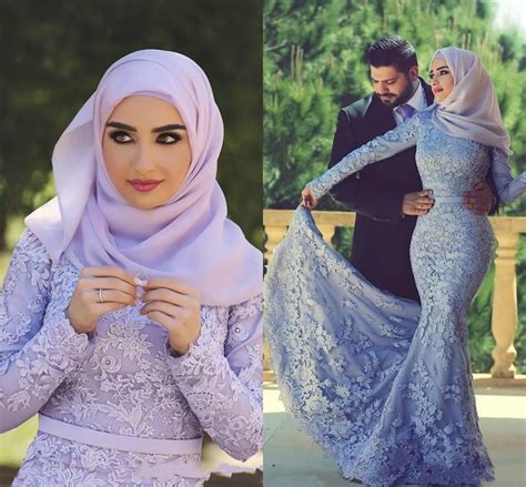 Muslim Lace Wedding Dresses 2015 Long Sleeves Zipper Back Mermaid Wedding Gowns Appliques Beaded