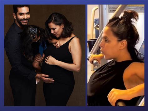 pregnant neha dhupia breaks into a sweat while working out at the gym video