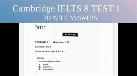 Cambridge Ielts Book 8 Test 1 Listening Ielts Book 8 Test1 Listening