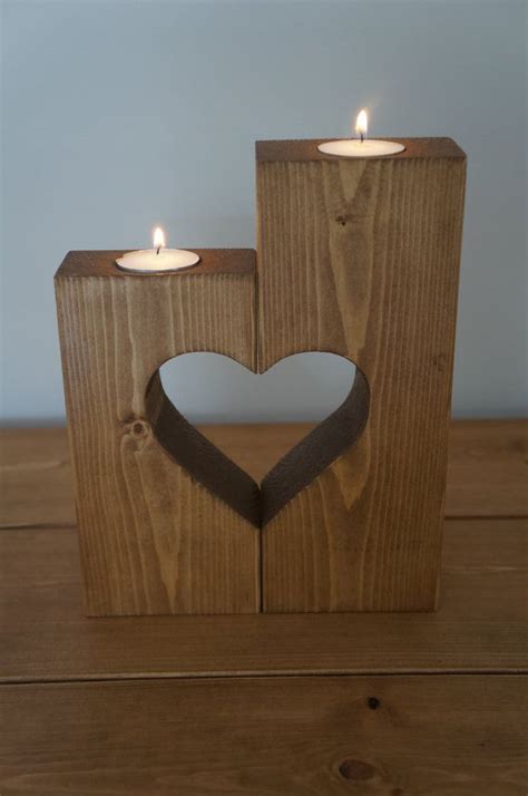 Love Heart Candle Holders By Woodalwaysworks On Etsy Wooden Candle