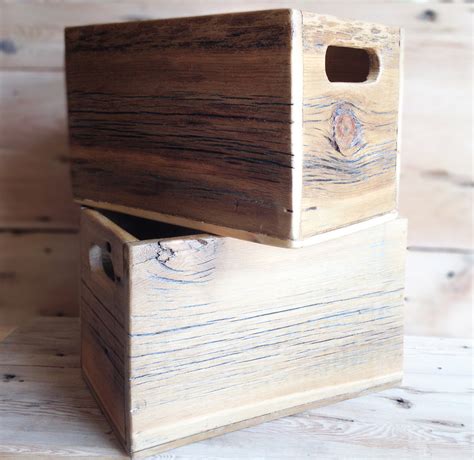 Reclaimed Wood Storage Boxes Abodeacious