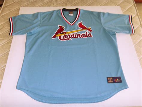 St Louis Cardinals Jersey Blue Majestic Throwback Cooperstown Etsy