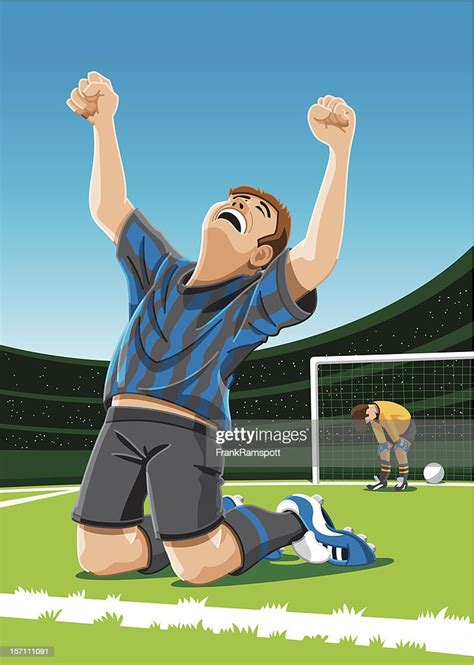 Cheering Soccer Player After Scoring Goal High Res Vector Graphic