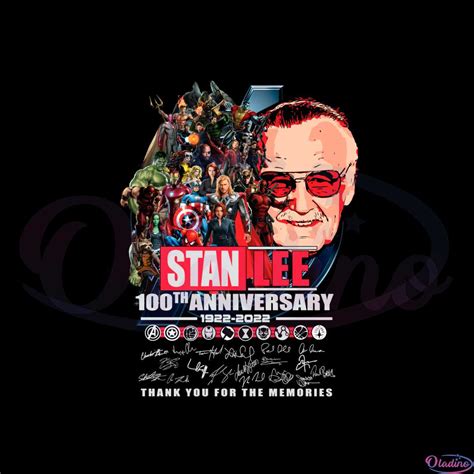 Stan Lee And Marvel Studios Characters 100th Anniversary Png