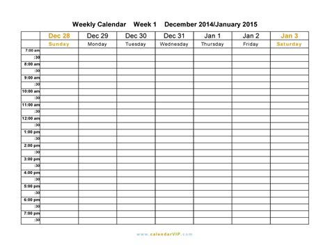 Blank Weekly Ampm Schedule Template Weekly Calendar Template Blank