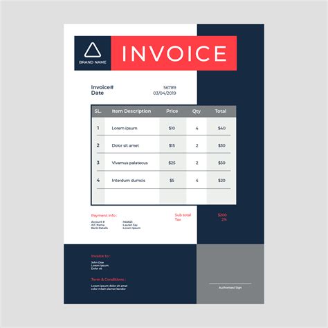 Invoice Template 455566 Vector Art at Vecteezy