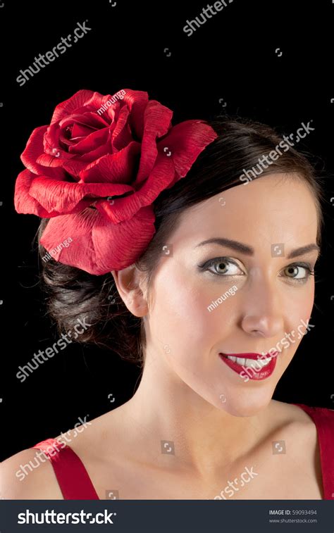 Beautiful Flamenco Girl Elaborate Hairstyle Stock Photo 59093494