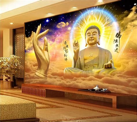 Beibehang Custom Wallpaper 3d Photo Mural Super Buddha Light Photo Of