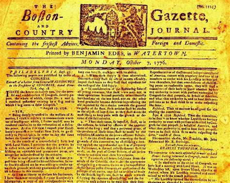The Woodcrest Journal Boston Gazette October 7 1776
