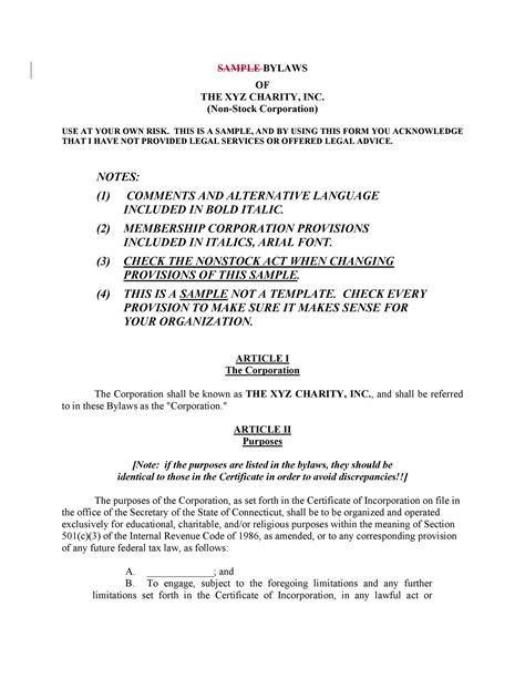 Corporate Bylaws Template Free Of 7 Bylaws Templates 100