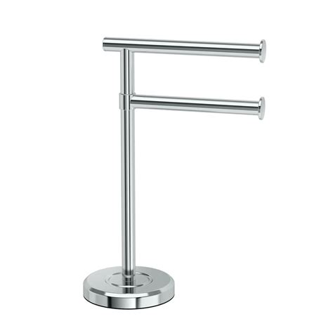 Enhance your bathroom decor with a counter top towel rack bathroom accessory is ideal for finger or hand towels felt bottom helps prevent countertop scratching Gatco Latitude II Minimalist Countertop 12 in. 2-Amr Pivot ...