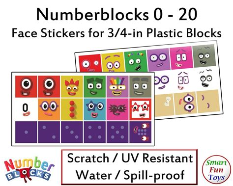 Numberblocks 0 20 Face And Body Stickers Waterproof Etsy Pegatinas