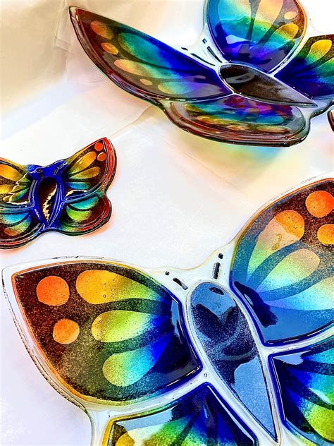 Fused Glass Rainbow Butterfly Bowl Etsy