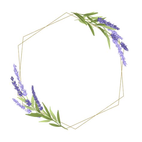 Lavender Watercolor Flowers Hd Transparent Gold Frame With Watercolor