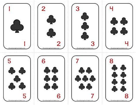 Number Cards 1 20 Deck Of Cards Clubs With Numbers A Wellspring