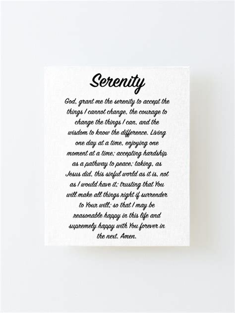 Full Serenity Prayer Mounted Print For Sale By Heavenlypeace Redbubble