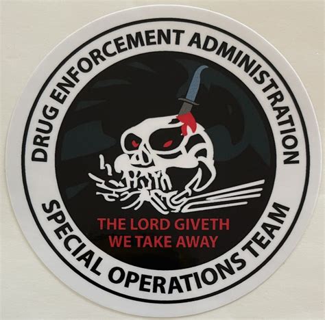 Drug Enforcement Administration Special Operations Team Sticker Decal