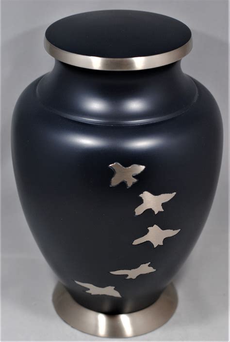 Midnight Blue Cremation Urn For Human Ashes Brass Doves Etsy Canada