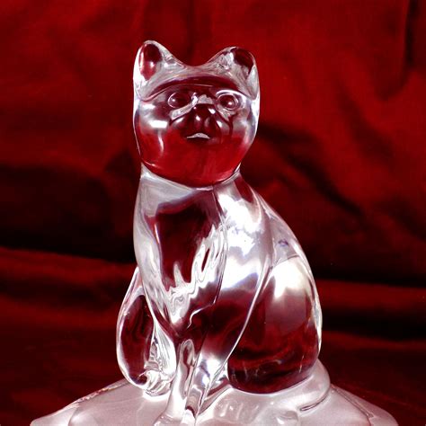 Vintage Glass Cat Ornament Clear And Frosted Glass Etsy