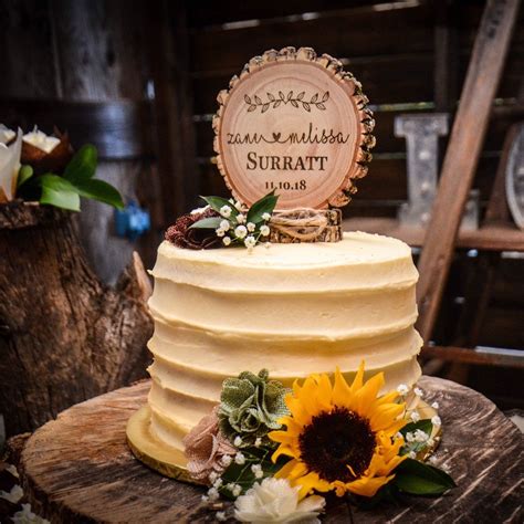 Natural Wood Rustic Wedding Cake Topper Shop