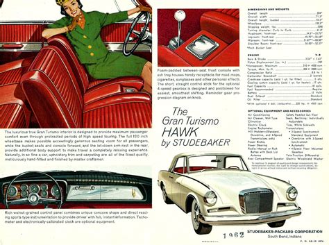1962 Studebaker Hawk Grand Tourisimo Car Brochure Vintage Ads