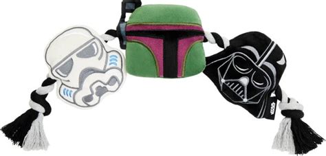 Star Wars Stormtrooper Boba Fett And Darth Vader Plush With Rope Squeaky